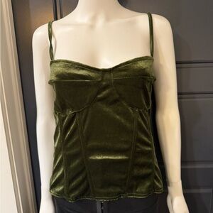 PrettyLittleThing Forest Green Velvet Corset Top